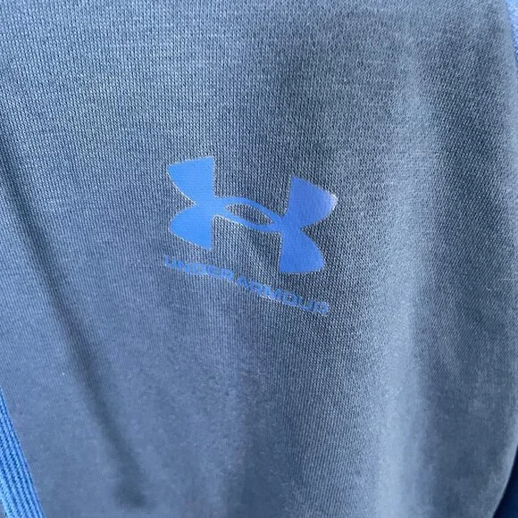 Under Armour UA Rival Fleece Hoodie Mens 2XL XXL Blue Colorblock 1366357 New NWT - Picture 2 of 6